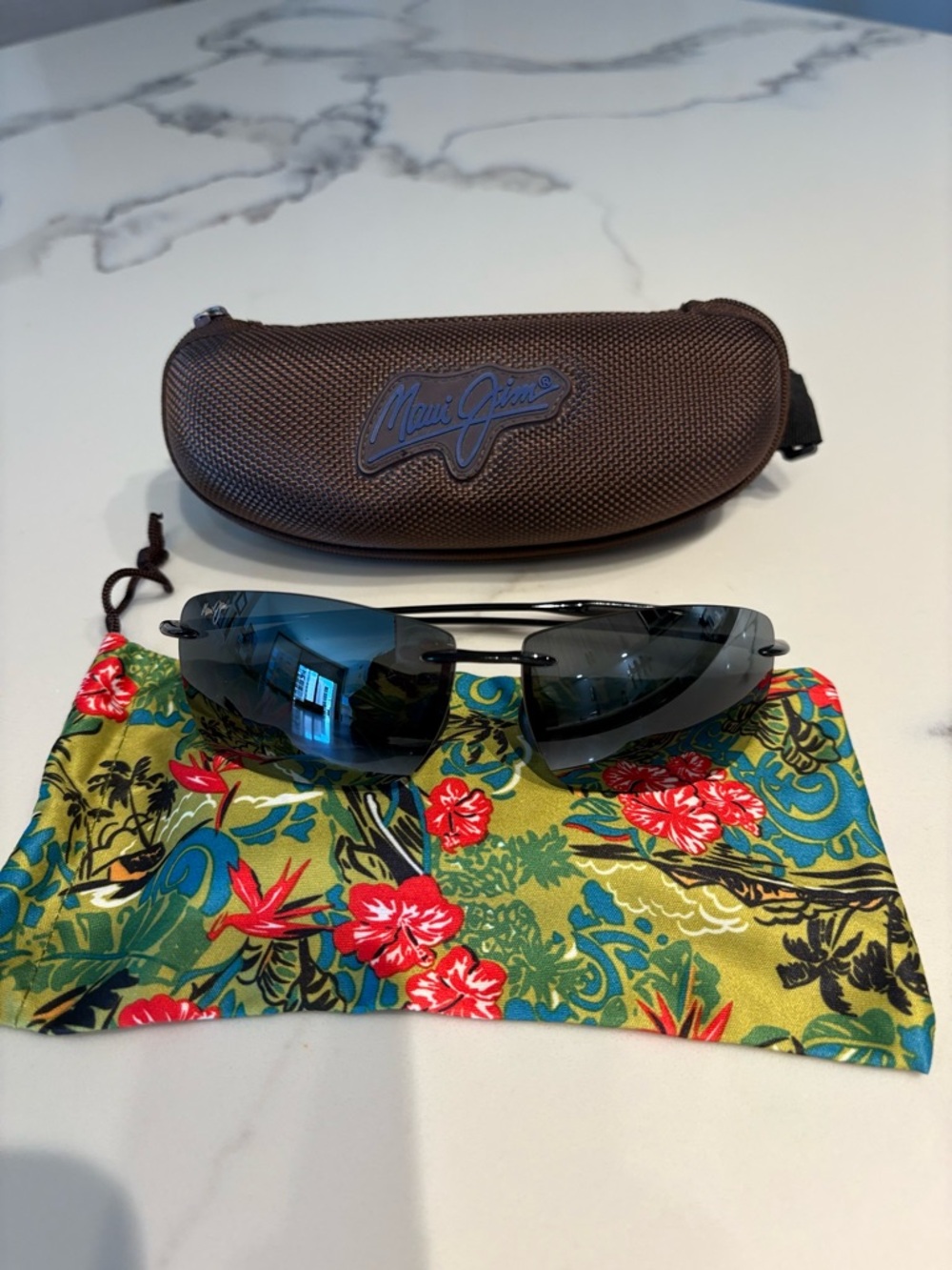 Maui Jim Men's Rimless Sunglasses - Black Lenses Frame